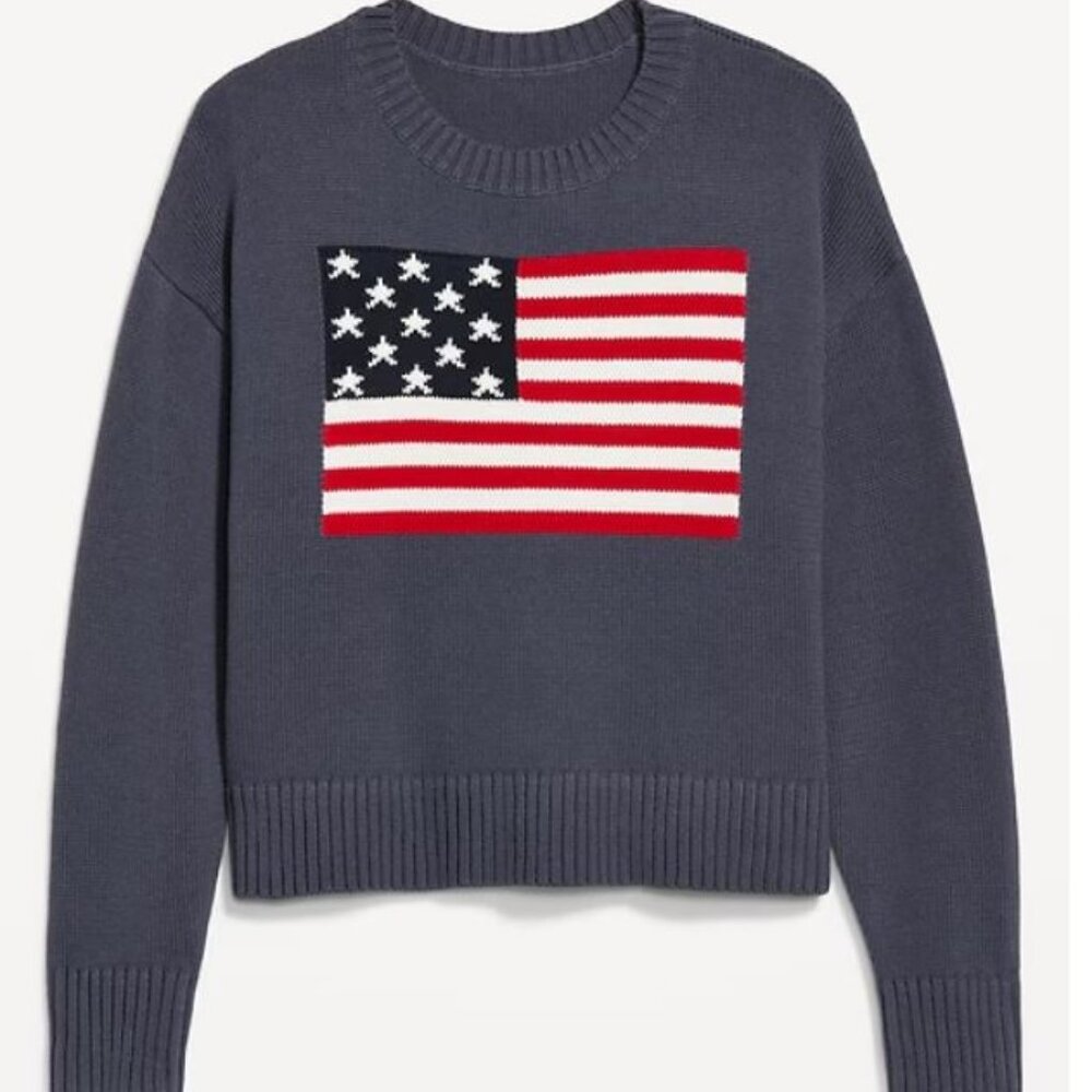 Old Navy Crew Neck Flag Graphic Sweater